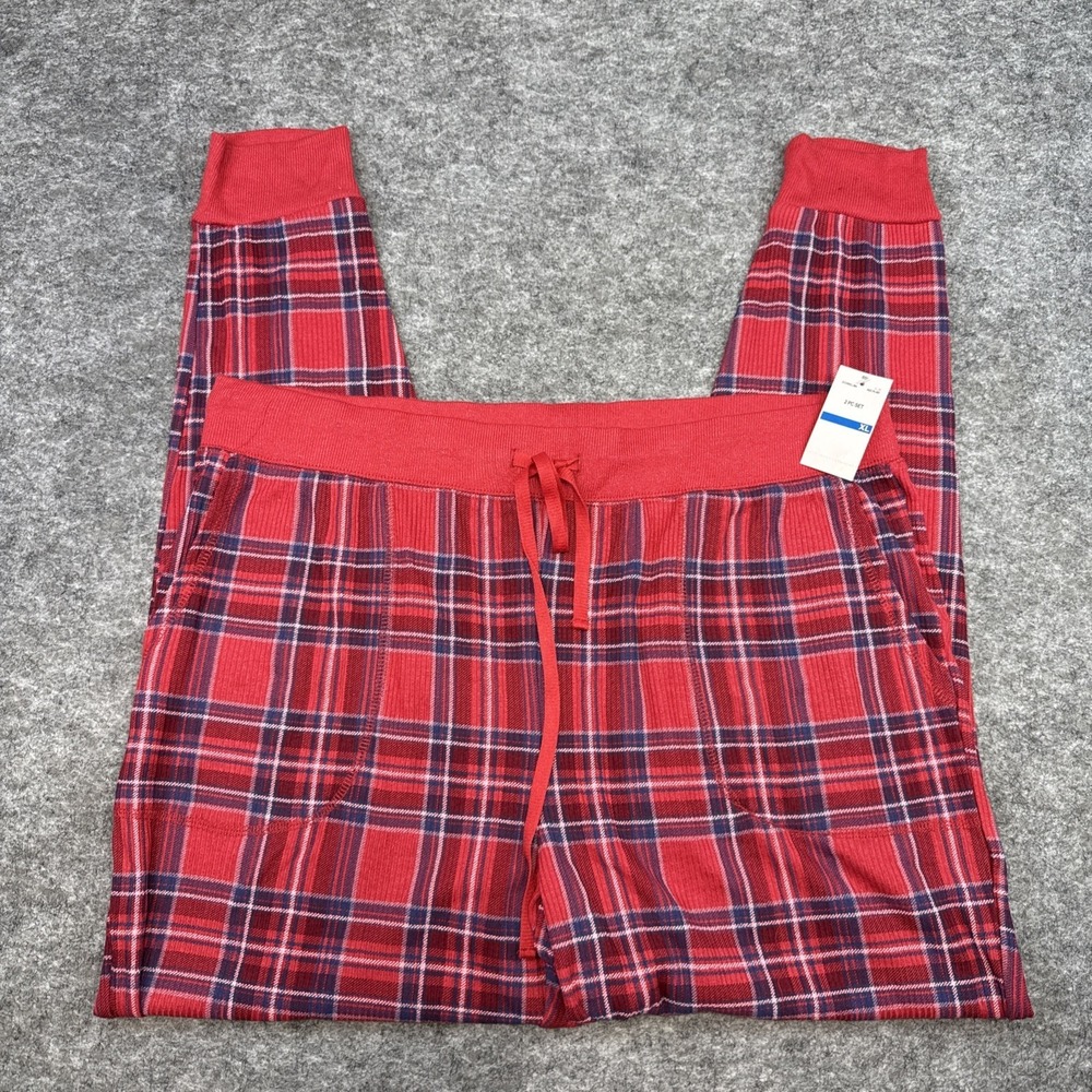 NWT GapBody pajama pj jogger pants women's XL red plaid lounge casual cozy cabin